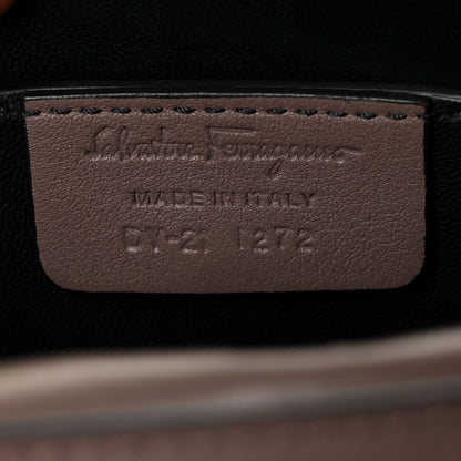Salvatore Ferragamo Calfskin Gancini Embossed Trifolio Bag Caraway Seed 5 of 8