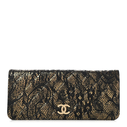Chanel Metallic Tweed Quilted Clutch Black Gold 1 of 9