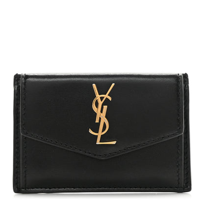 Saint Laurent Calfskin Uptown Monogram Card Case Black 1 of 10