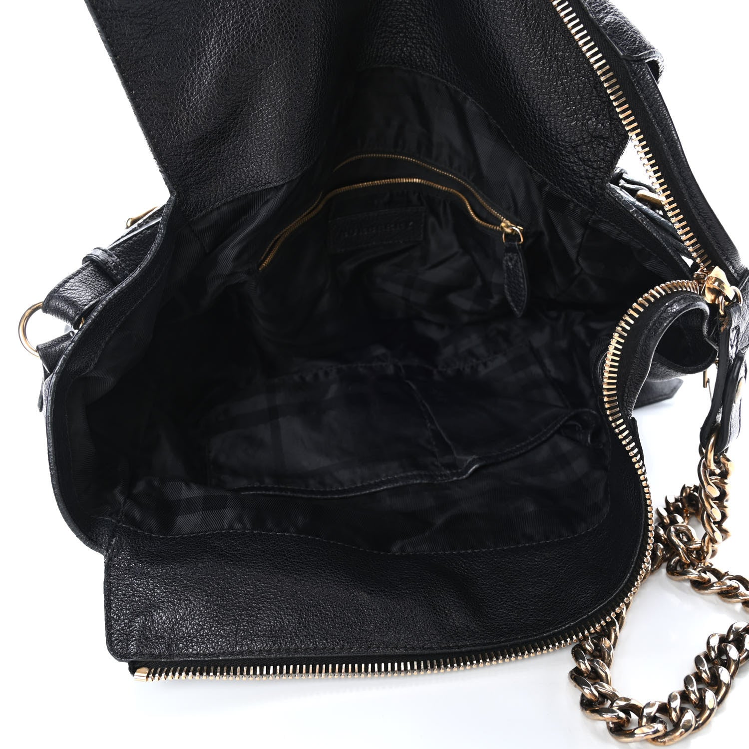 Burberry Calfskin Chain Hobo Black 4 of 8