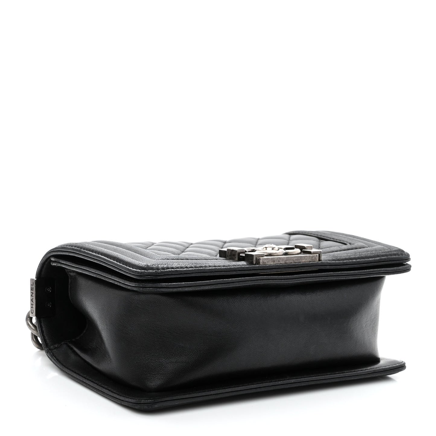 Lambskin Quilted Small Boy Flap Black