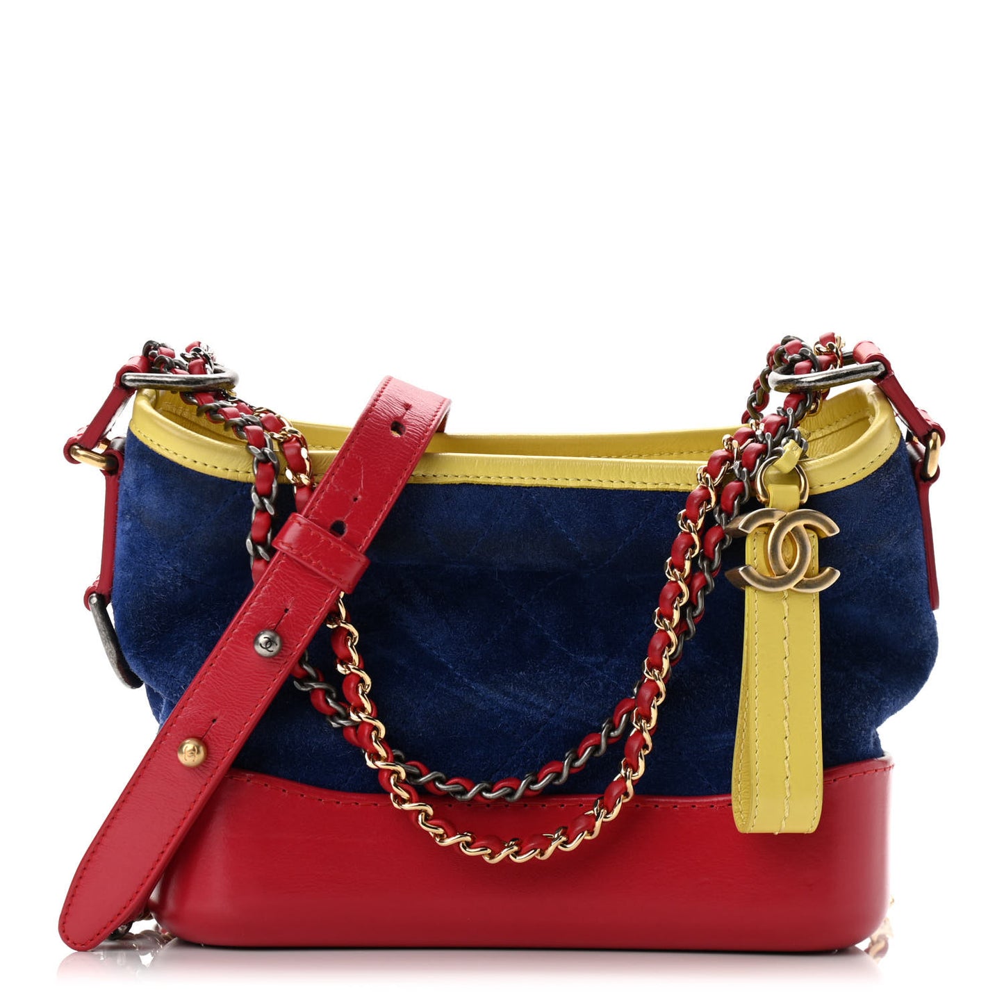 Suede Calfskin Quilted Small Gabrielle Hobo Red Blue Yellow
