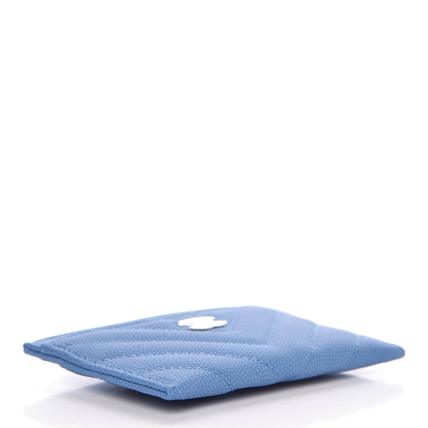 Caviar Chevron Quilted Card Holder Blue