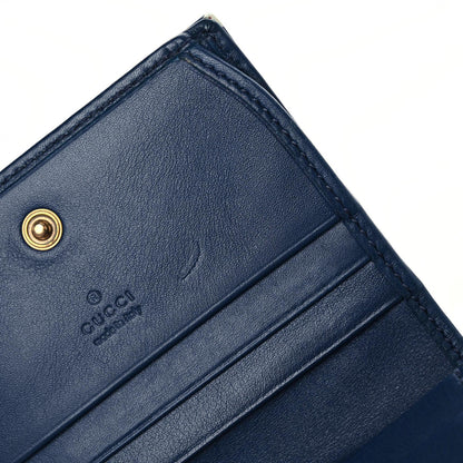 Gucci Calfskin Matelasse GucciGhost GG Marmont Card Case Blue Agata Hibiscus Red 8 of 19