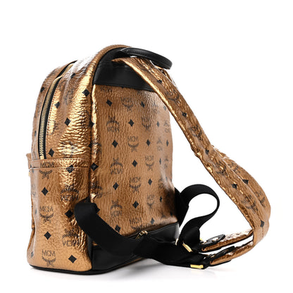 MCM Metallic Visetos Small Stark Backpack Gold 3 of 10
