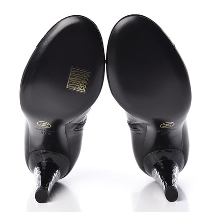 Chanel Lambskin Patent Cap Toe Ankle Boots 37.5 Black 7 of 9