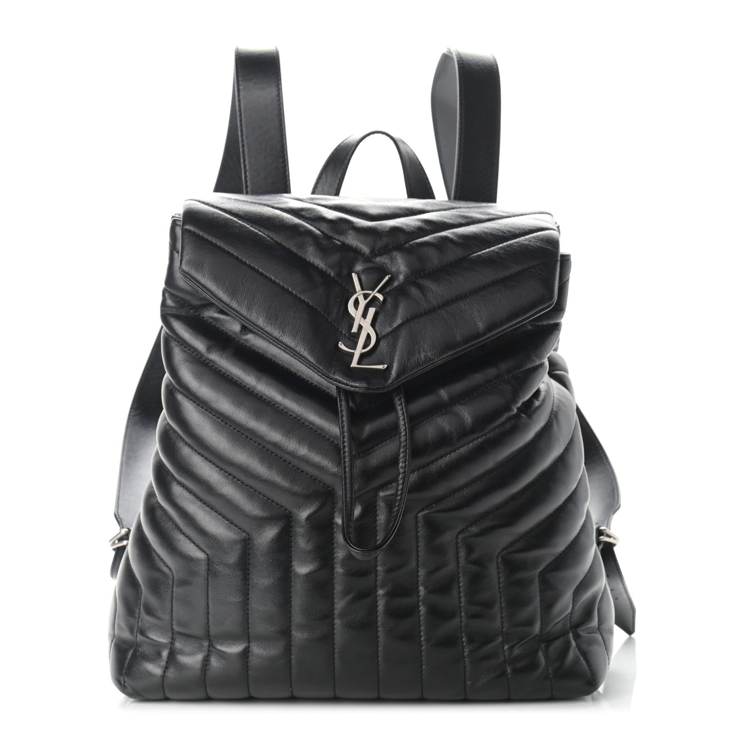 Calfskin Y Quilted Monogram Medium Loulou Backpack Black