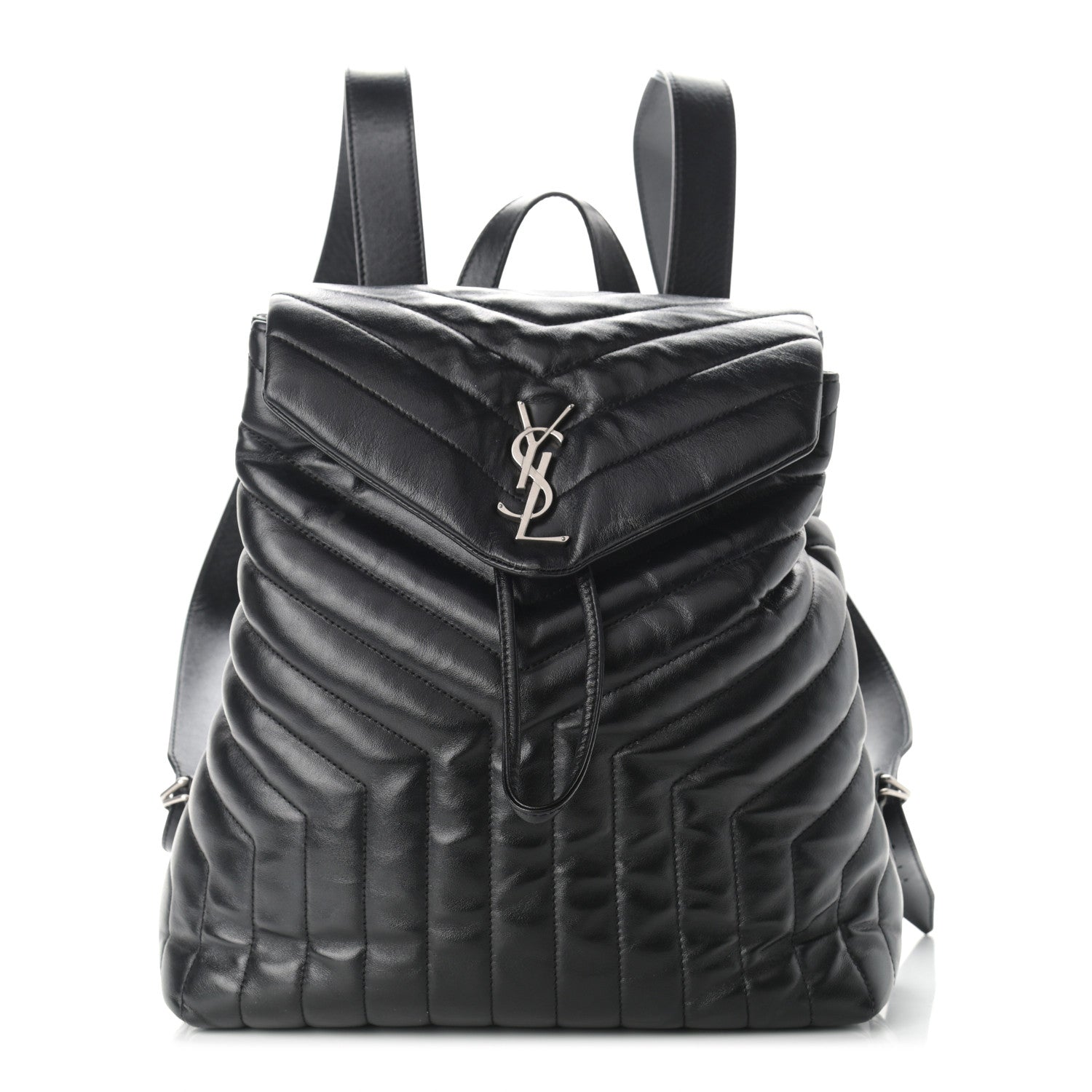 Saint Laurent Calfskin Y Quilted Monogram Medium Loulou Backpack Black 1 of 10