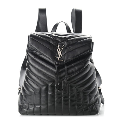 Saint Laurent Calfskin Y Quilted Monogram Medium Loulou Backpack Black 1 of 10