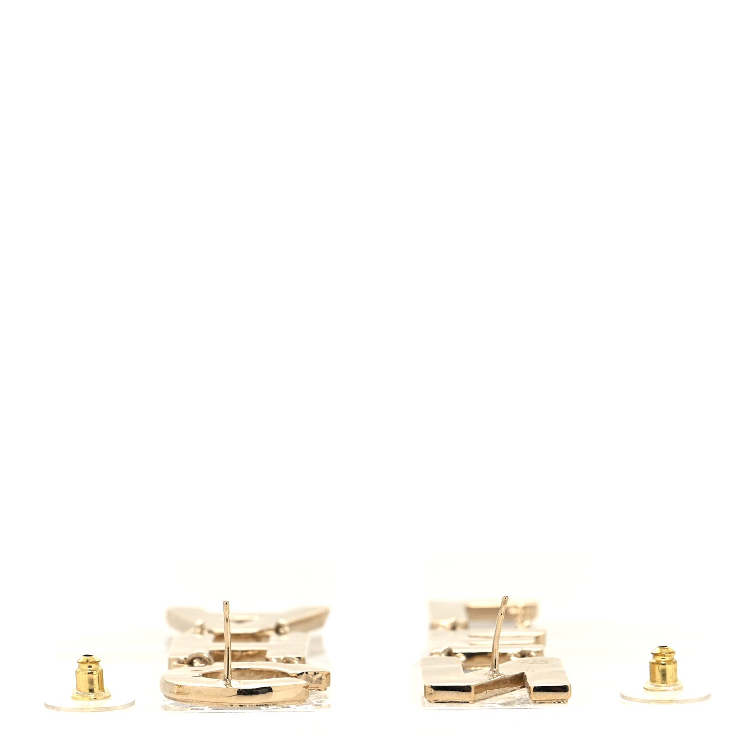 Chanel Metal Enamel Cha-Nel Logo Drop Earrings Black White 3 of 4