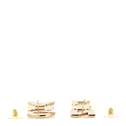 Chanel Metal Enamel Cha-Nel Logo Drop Earrings Black White 3 of 4