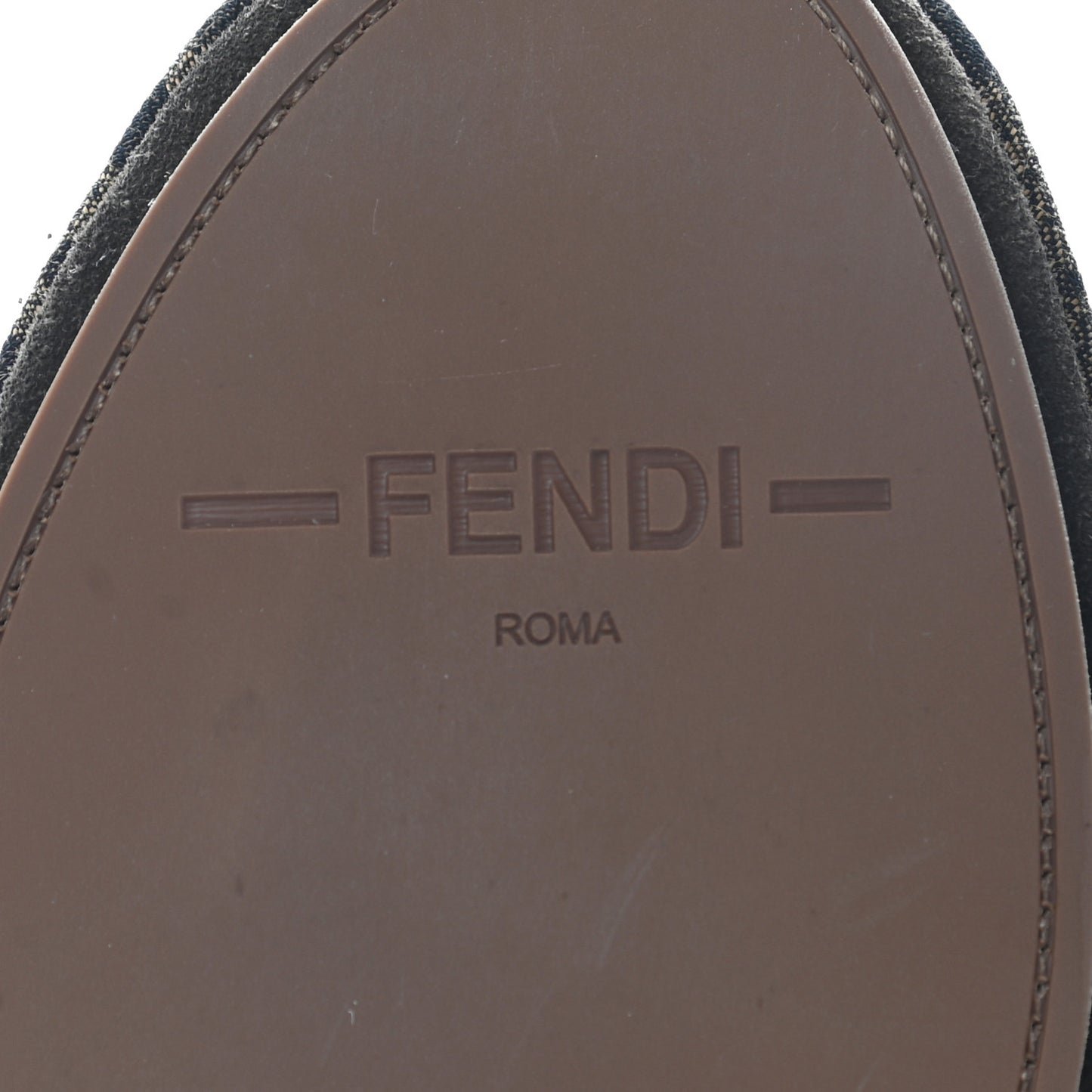 Fabric Jacquard Nappa FF Slippers 36 Tobacco Moro Black