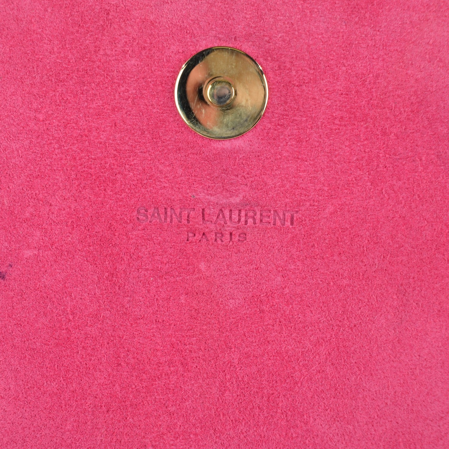 Saint Laurent Textured Patent Medium Classic Monogram Clutch Fuchsia 7 of 11