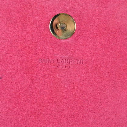Saint Laurent Textured Patent Medium Classic Monogram Clutch Fuchsia 7 of 11