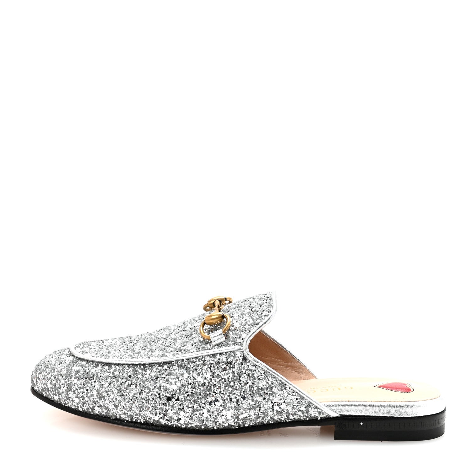Gucci Glitter Womens Princetown Slippers 36 Silver 1 of 10