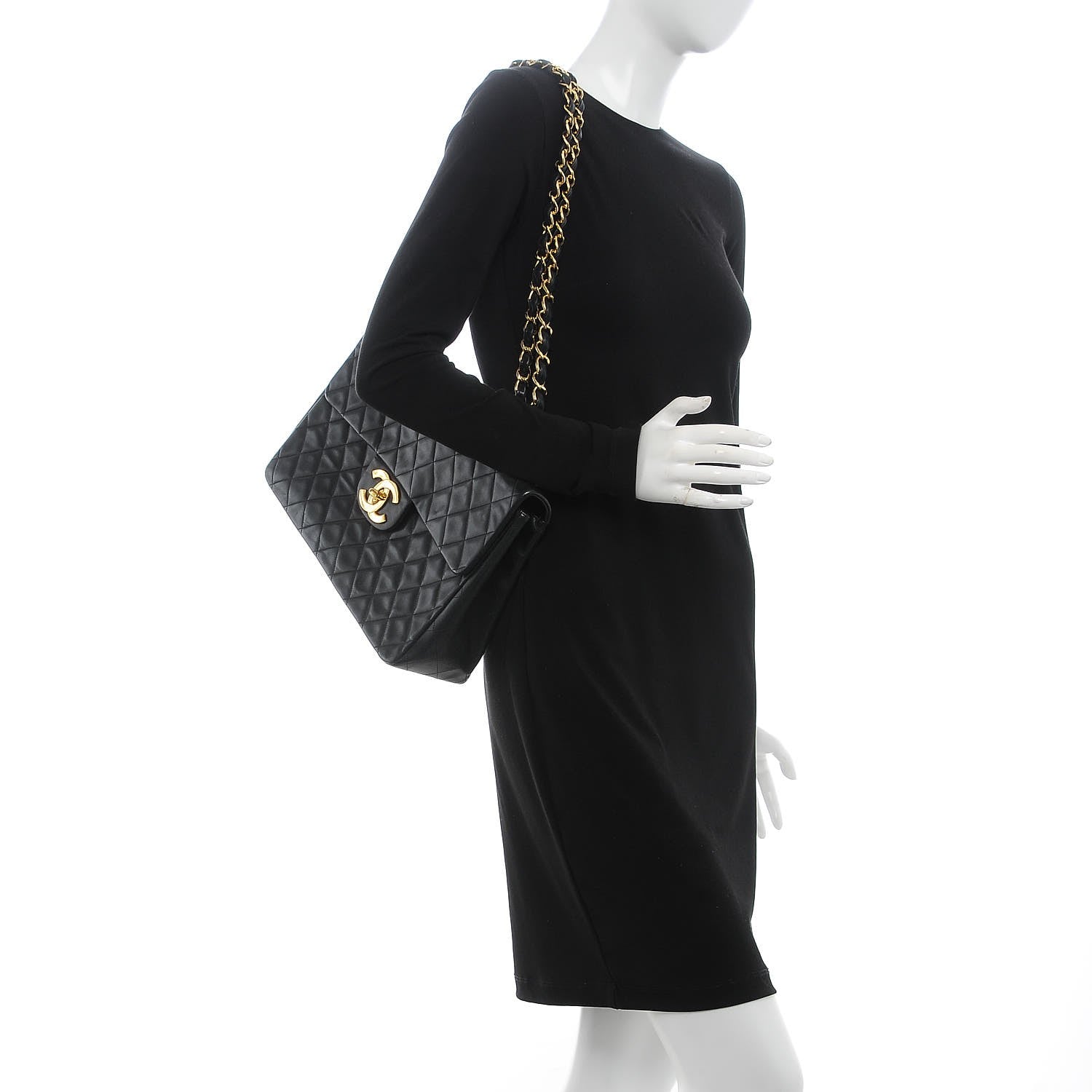 Chanel Lambskin Quilted XL Jumbo Single Flap Black 2 of 14