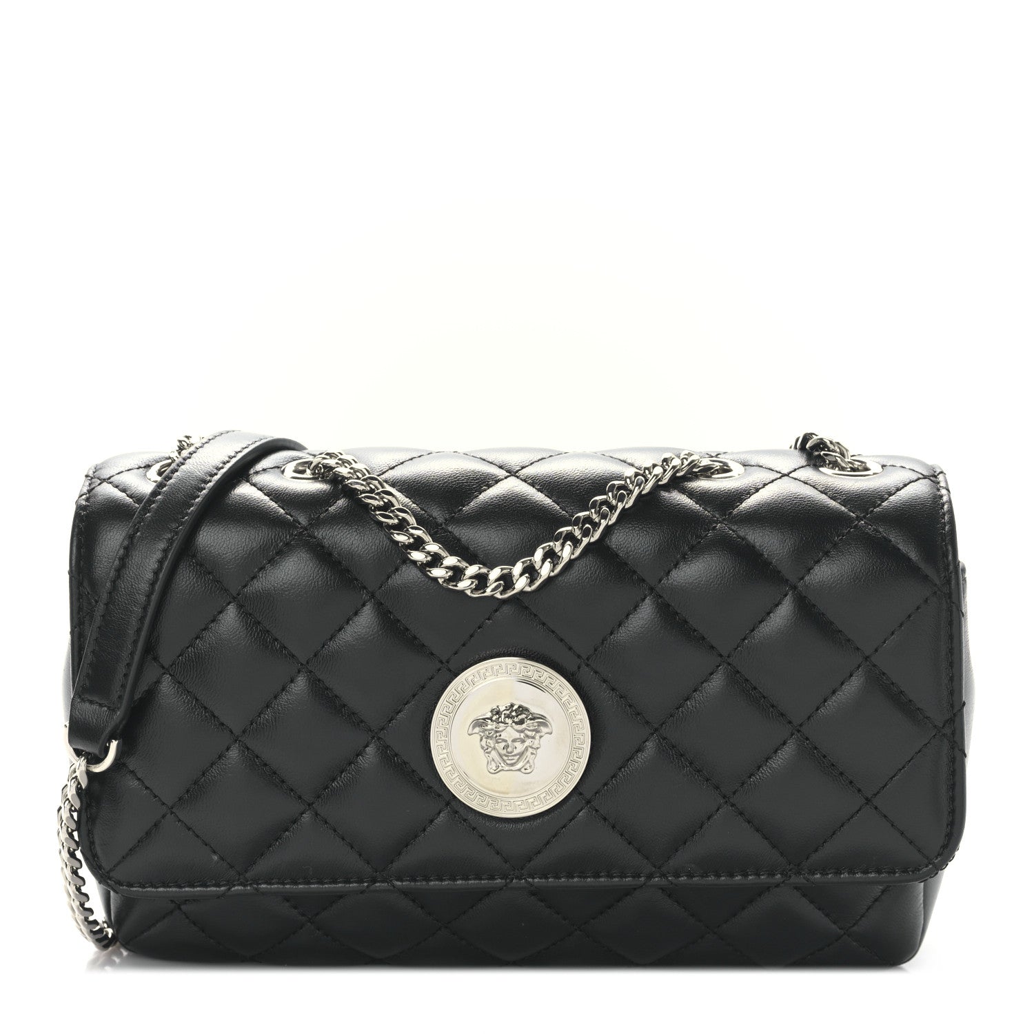 Versace Nappa Quilted Medusa Small Chain Shoulder Bag Black 1 of 8