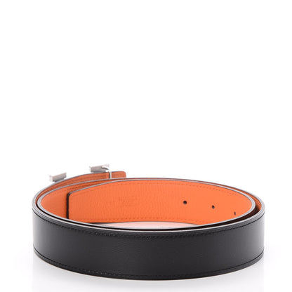 Hermes Box Togo 32mm H Belt 85 Black Orange 3 of 7
