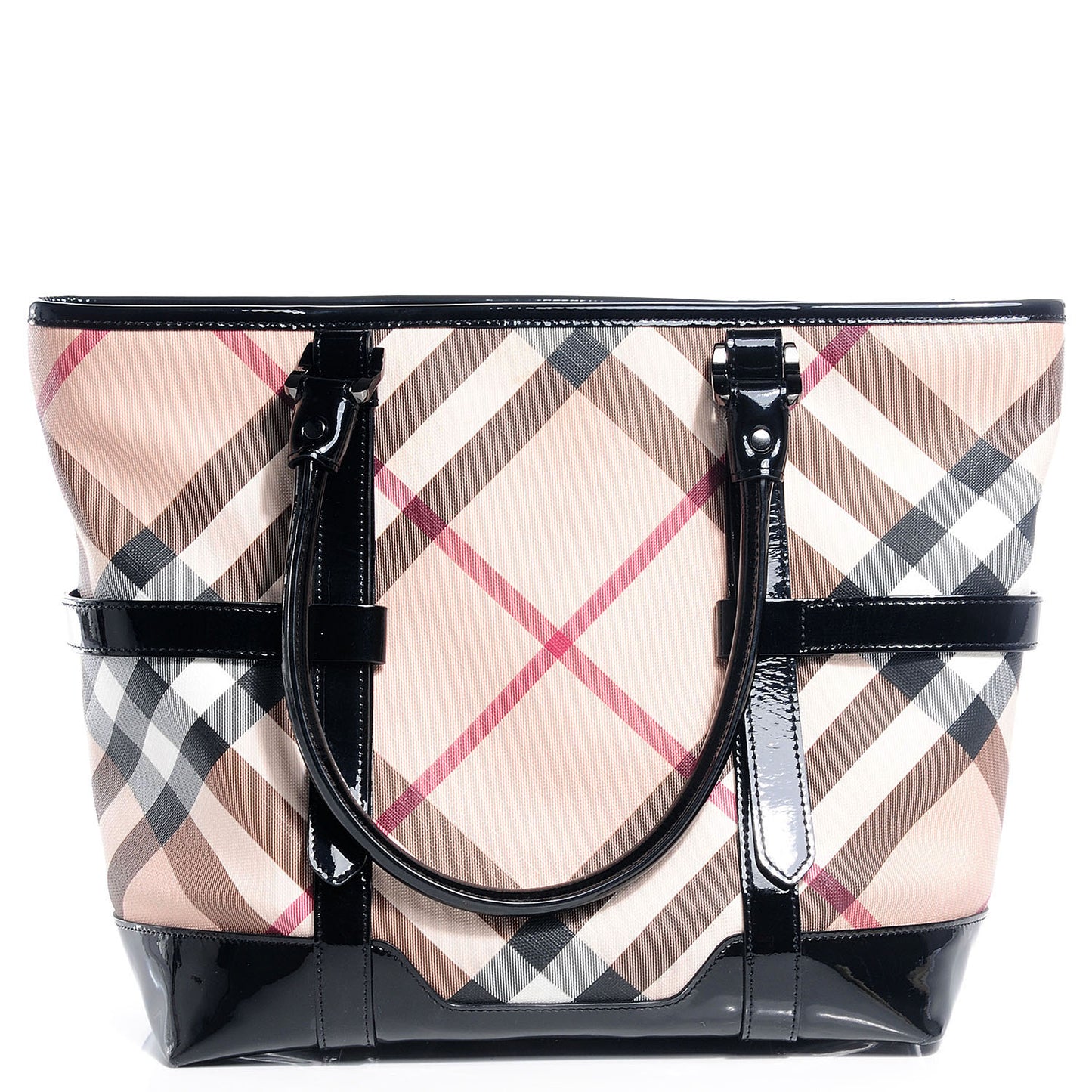 Patent Supernova Check Medium Tote Black