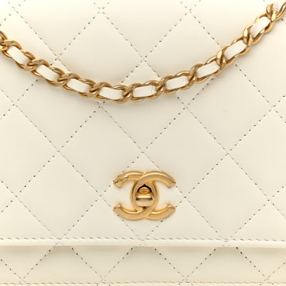 Chanel Lambskin Quilted CC Pearl Crush Wallet on Chain WOC White 20 of 25