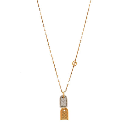 Louis Vuitton Nanogram Name Tag Necklace Gold 1 of 6