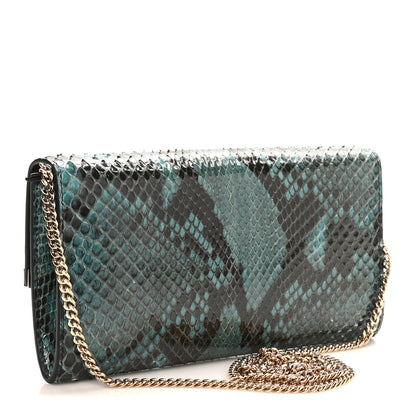 Jimmy Choo Snakeskin Emmie Clutch Blue 3 of 9