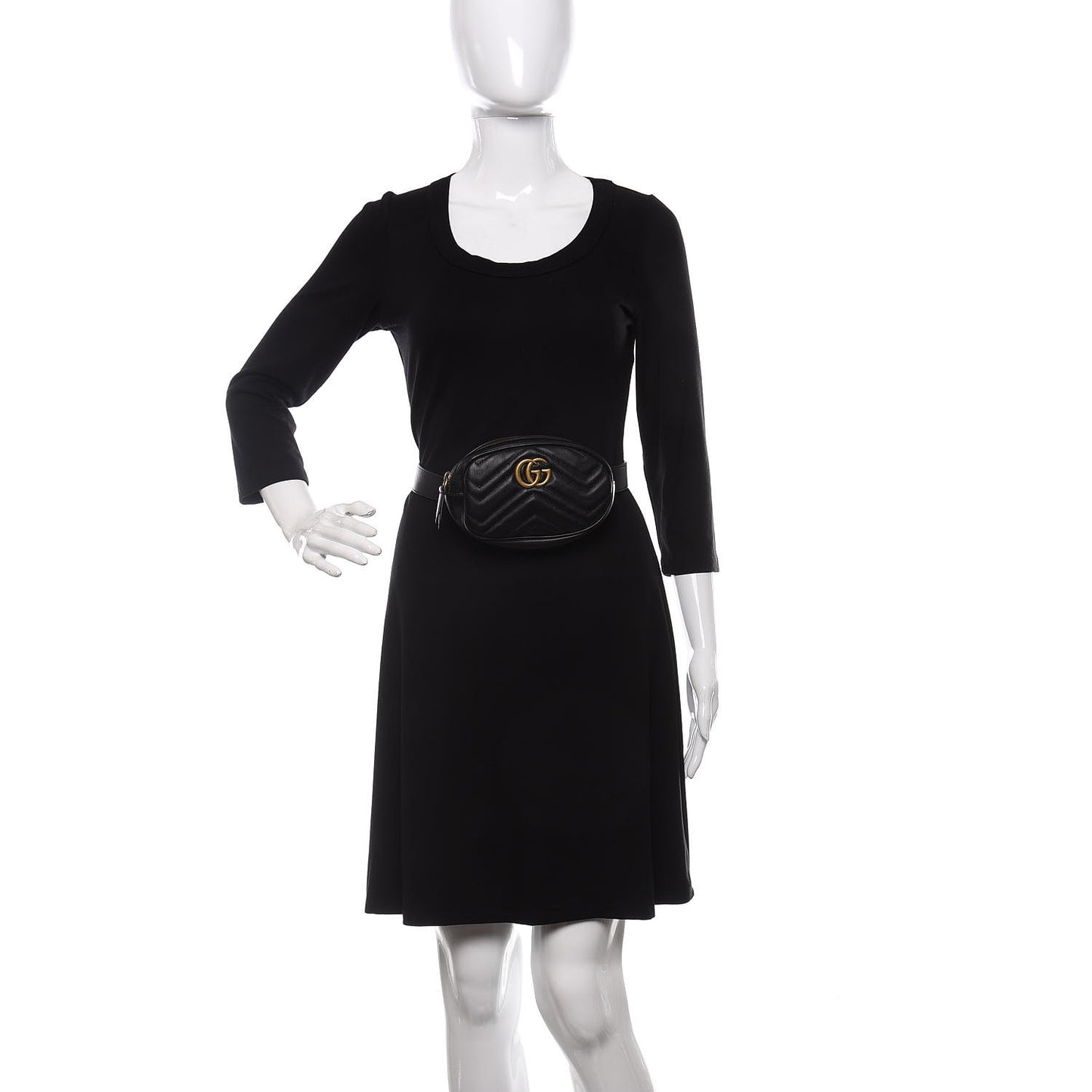 Calfskin Matelasse GG Marmont Belt Bag 85 34 Black