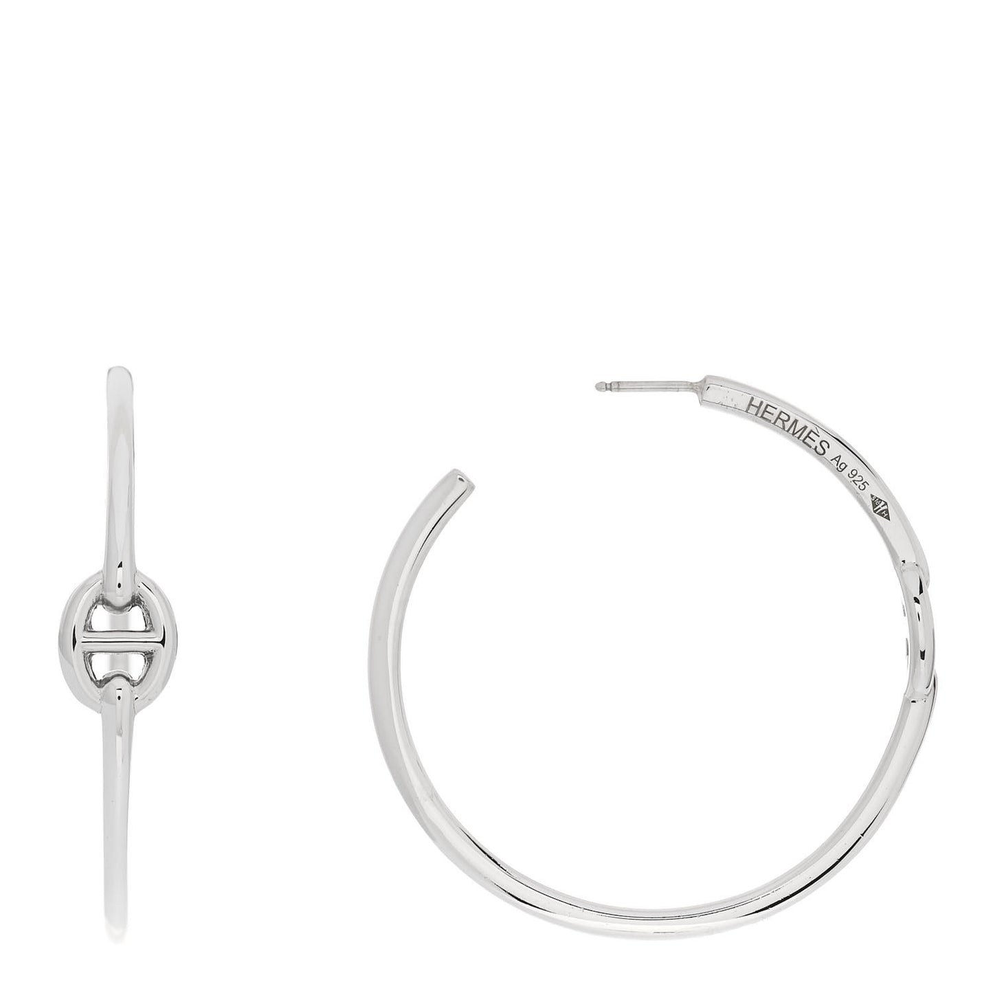 Sterling Silver GM Chain d'Ancre Enchainee Hoop Earrings