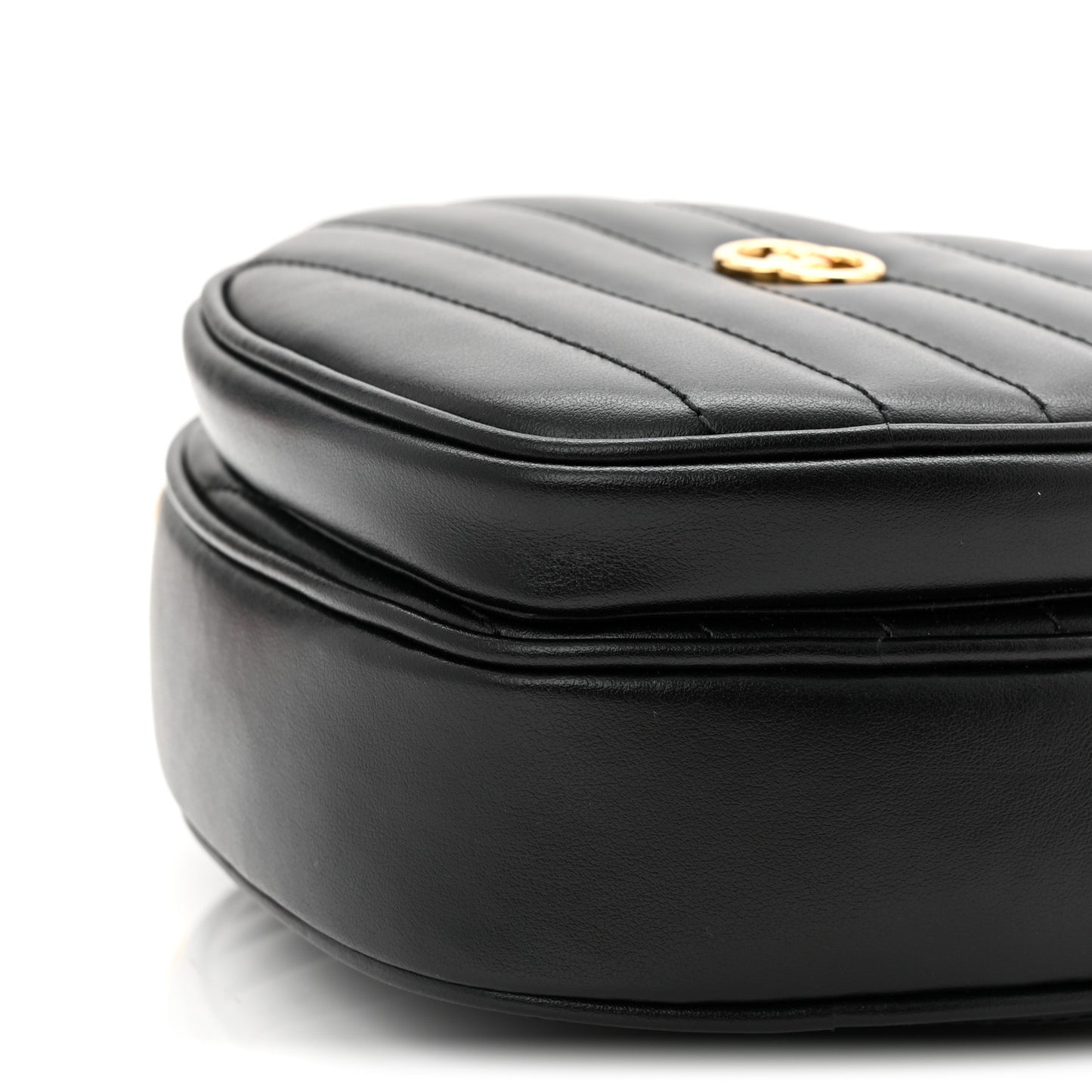 Calfskin Matelasse Diagonal Mini Interlocking G Heart Shoulder Bag Black