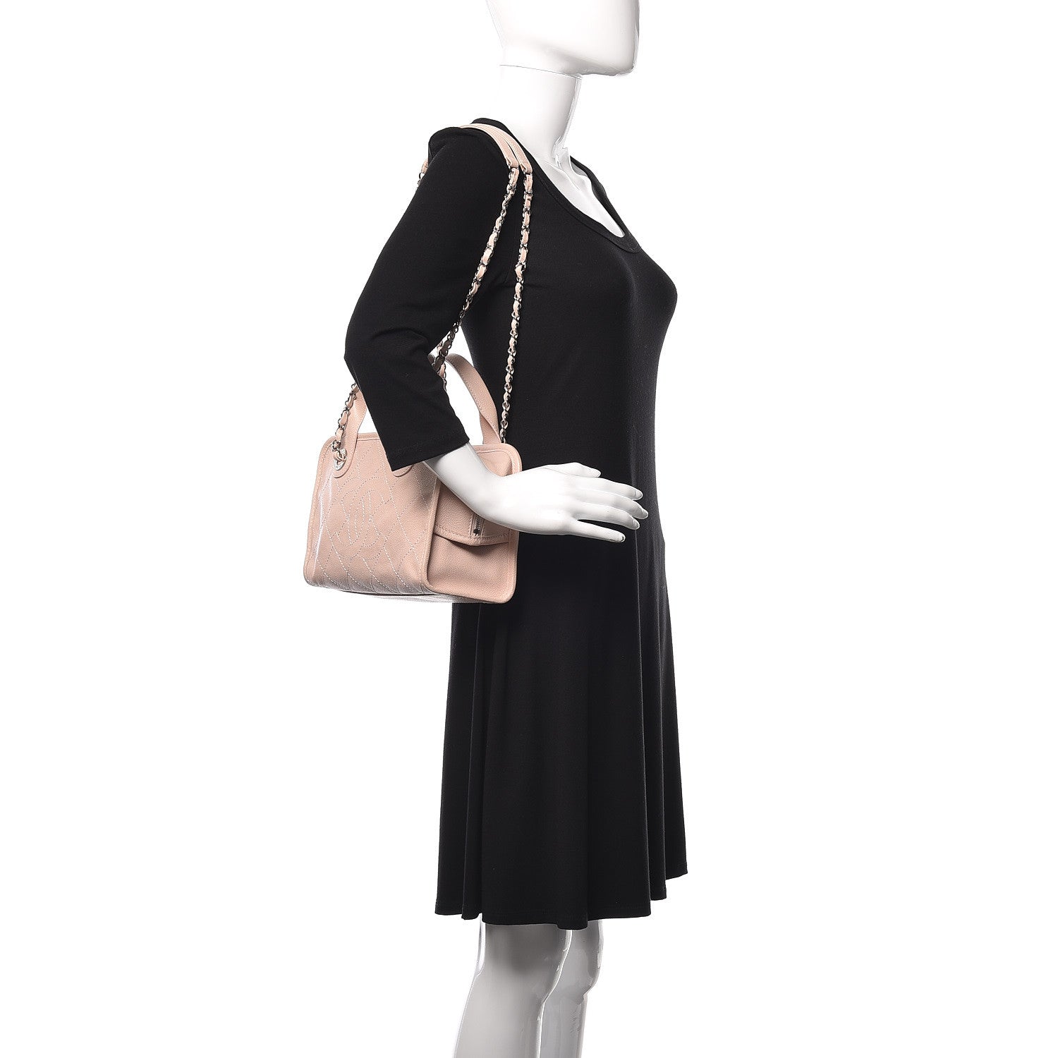 Chanel Caviar Quilted Small Deauville Bowling Bag Light Pink 2 of 13