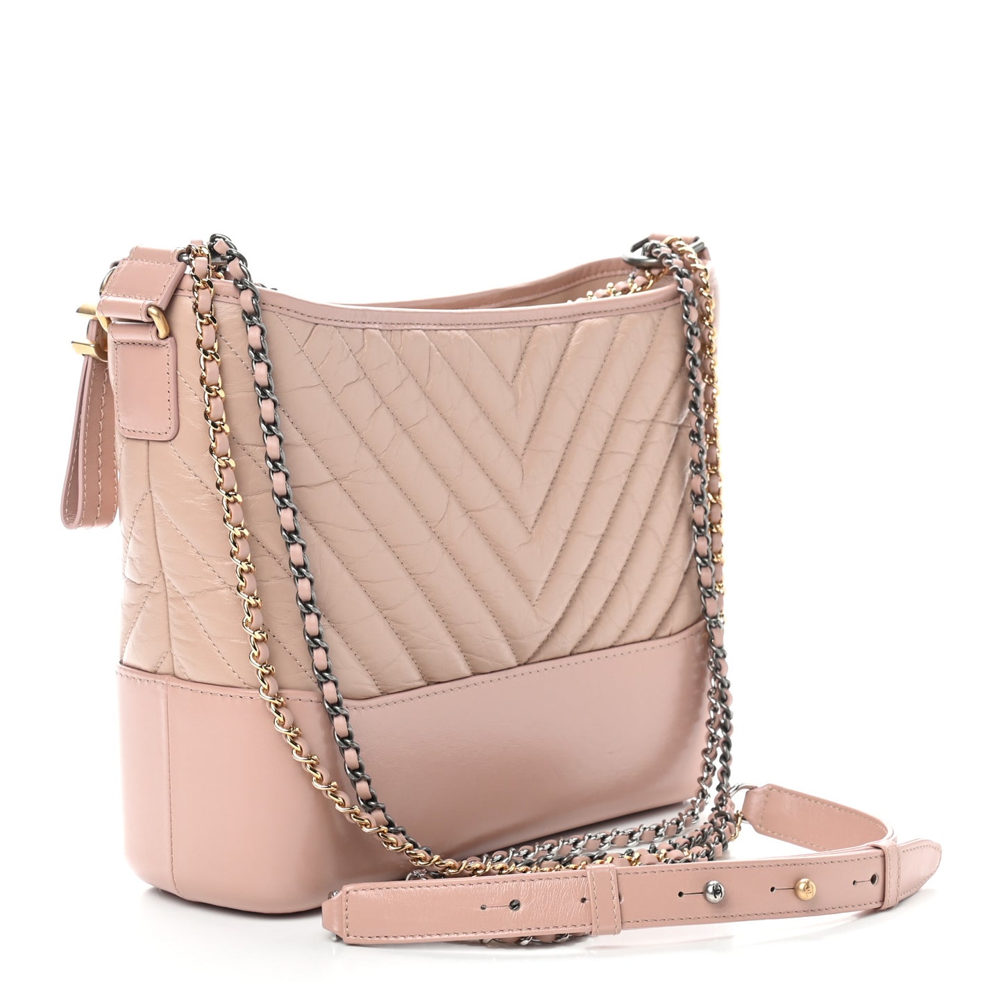 Aged Calfskin Chevron Quilted Medium Gabrielle Hobo Pink