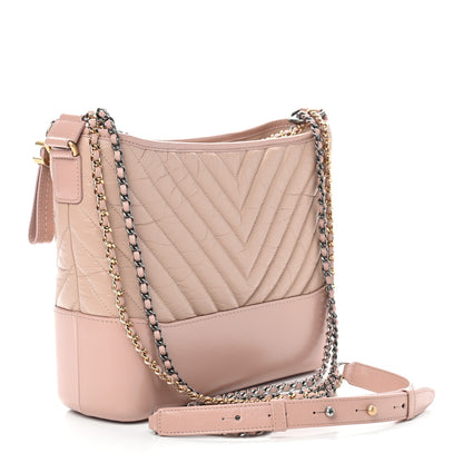 Chanel Aged Calfskin Chevron Quilted Medium Gabrielle Hobo Pink 3 of 9