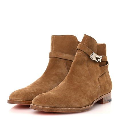 Hermes Veau Velours Mens Fortune Ankle Boots 45 Brun Fume 4 of 15