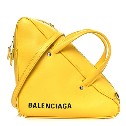 Balenciaga Shiny Day Calfskin Logo S Triangle Duffle Jaune Black 1 of 17