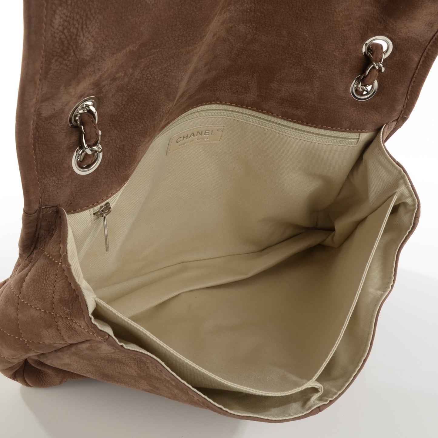 Ultra Soft Suede Calfskin Large Natural Beauty Flap Brown