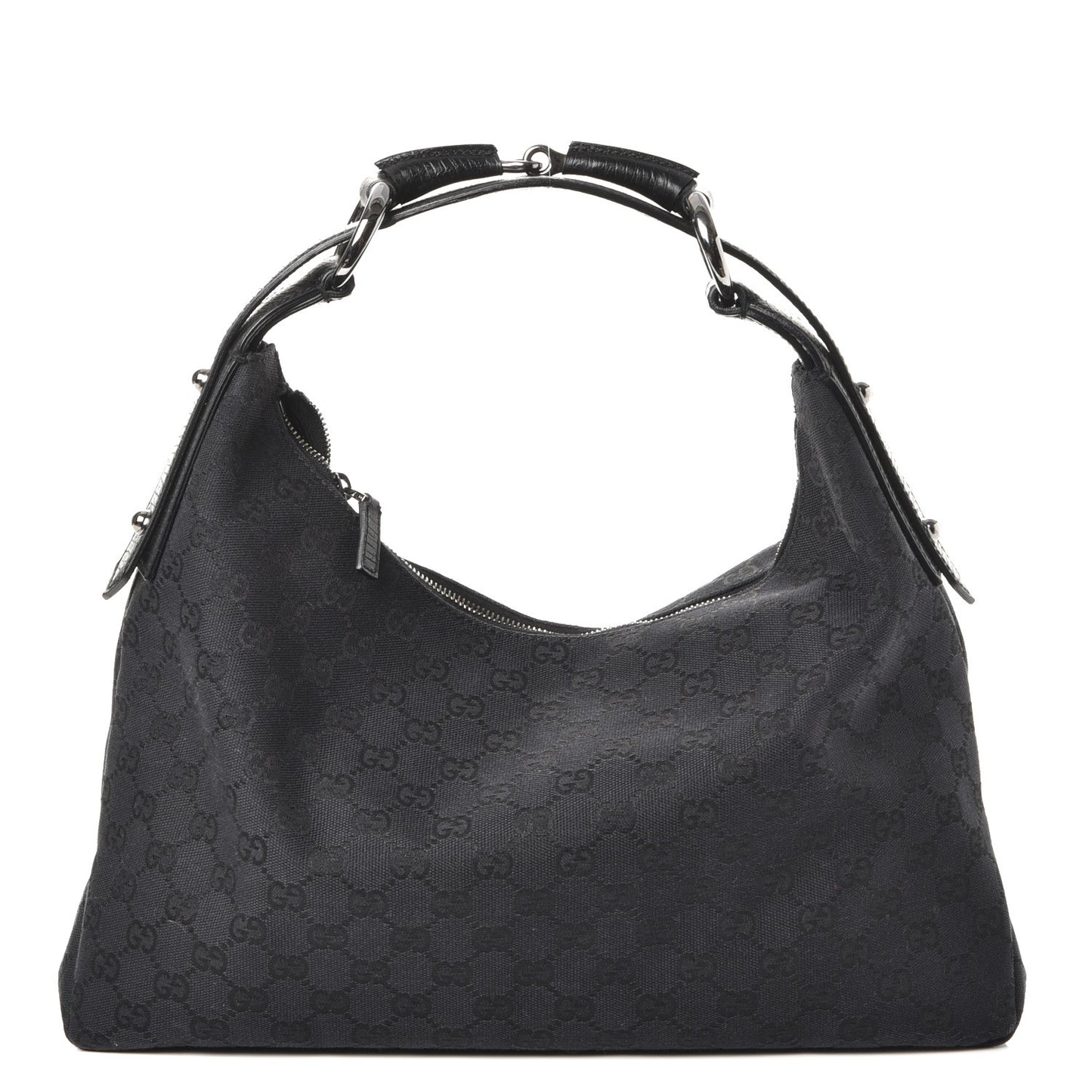 Monogram Medium Horsebit Chain Hobo Black