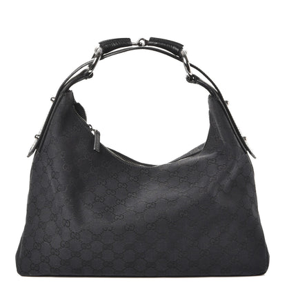Gucci Monogram Medium Horsebit Chain Hobo Black 1 of 12