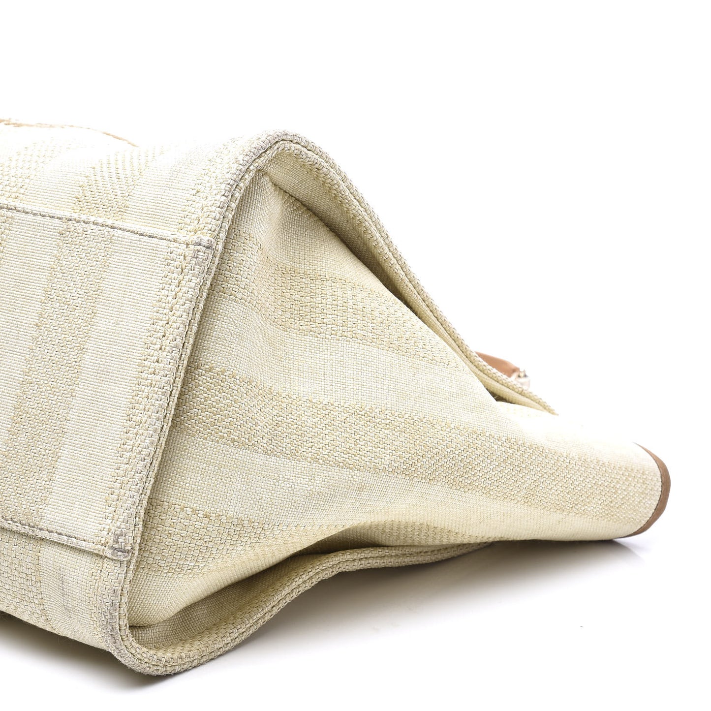 Straw Raffia Calfskin Striped Medium Deauville Tote Beige