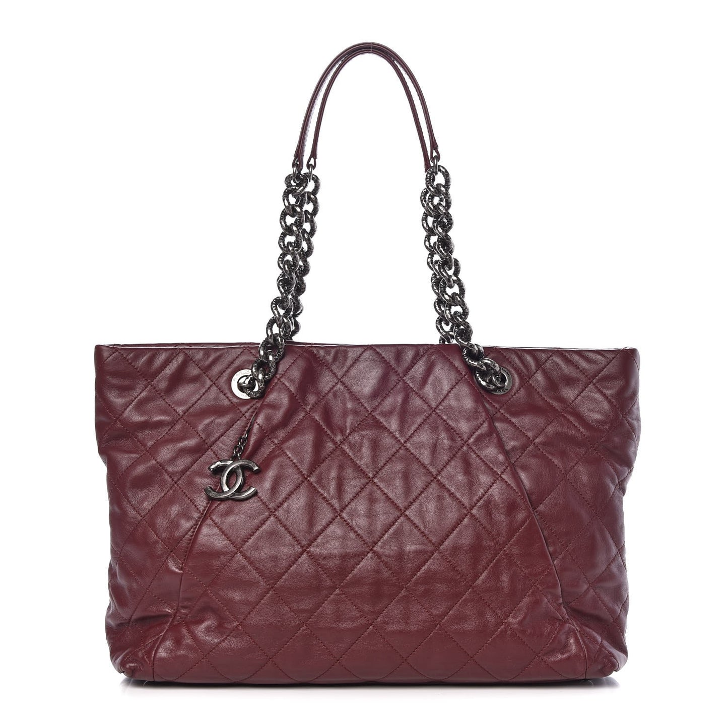 Calfskin Large Coco Pleats Tote Burgundy