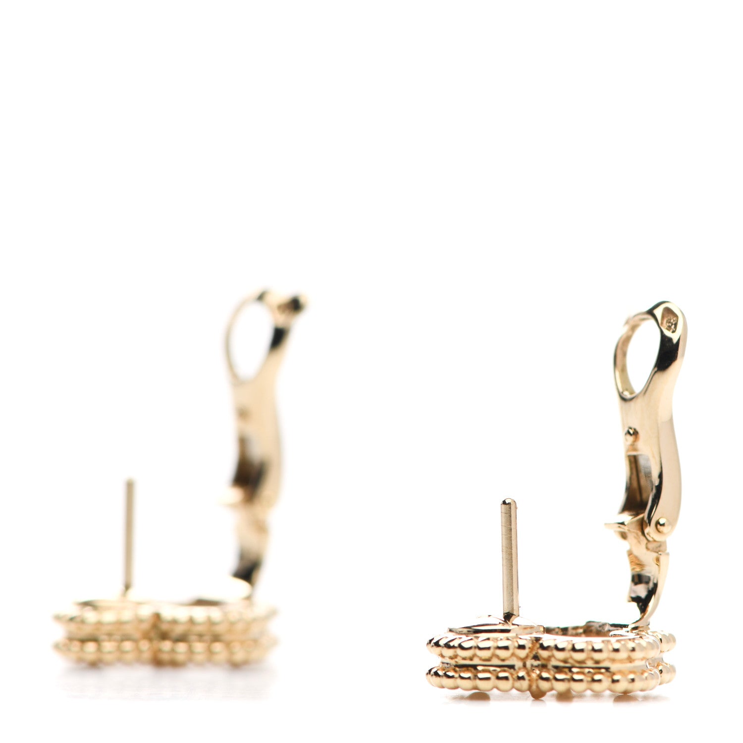 Van Cleef & Arpels 18K Yellow Gold Mother of Pearl Vintage Alhambra Earrings 3 of 5