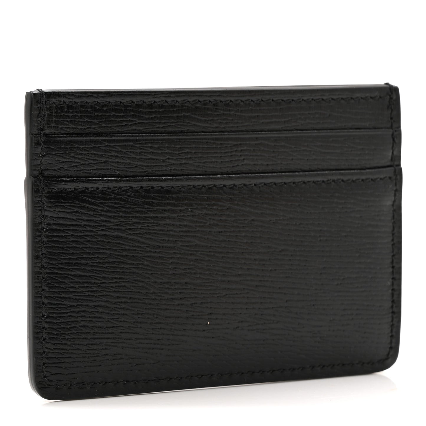 Calfskin Script Card Holder Black