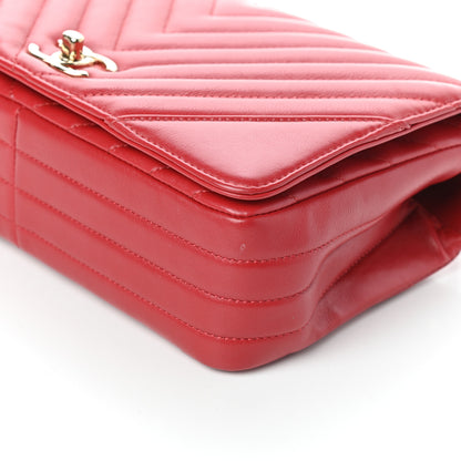 Chanel Calfskin Chevron Quilted Small Statement Flap Red 9 of 9