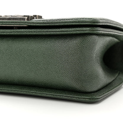 Chanel Caviar Chevron Quilted Small Boy Flap Green 10 of 11