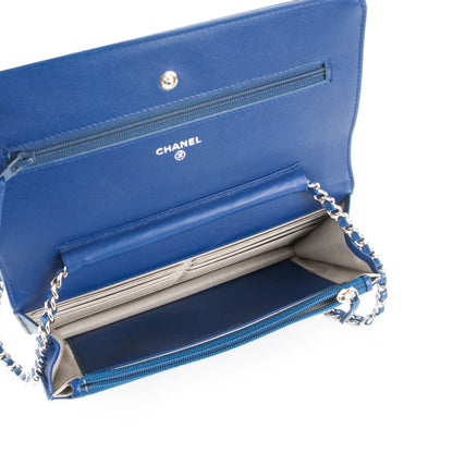 Chanel Caviar Timeless CC Wallet On Chain WOC Blue 5 of 8