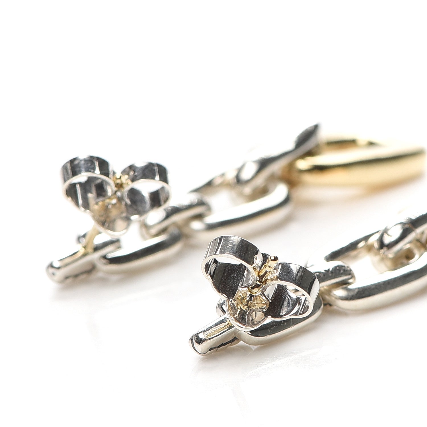 David Yurman Sterling Silver 18K Yellow Gold Wellesley Link Drop Earrings 3 of 4