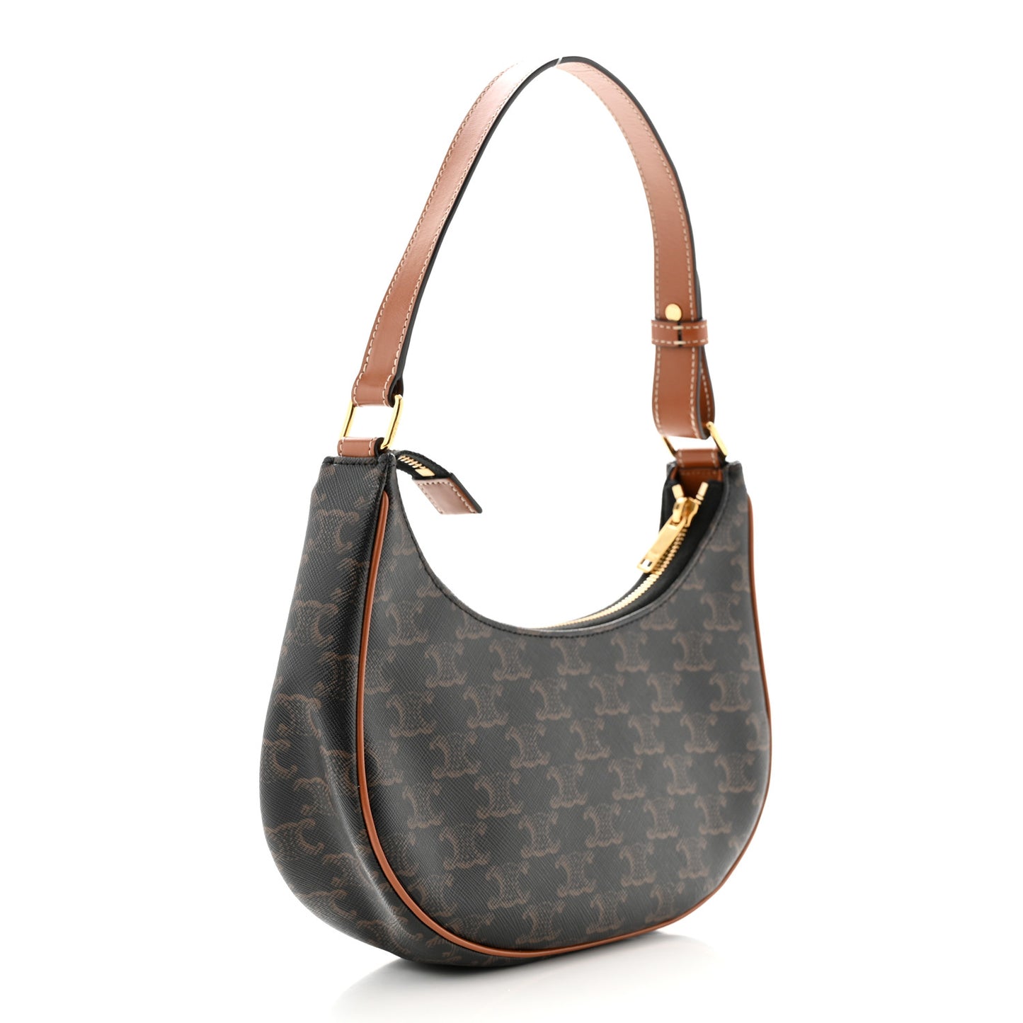Triomphe Canvas Calfskin Ava Shoulder Bag Tan