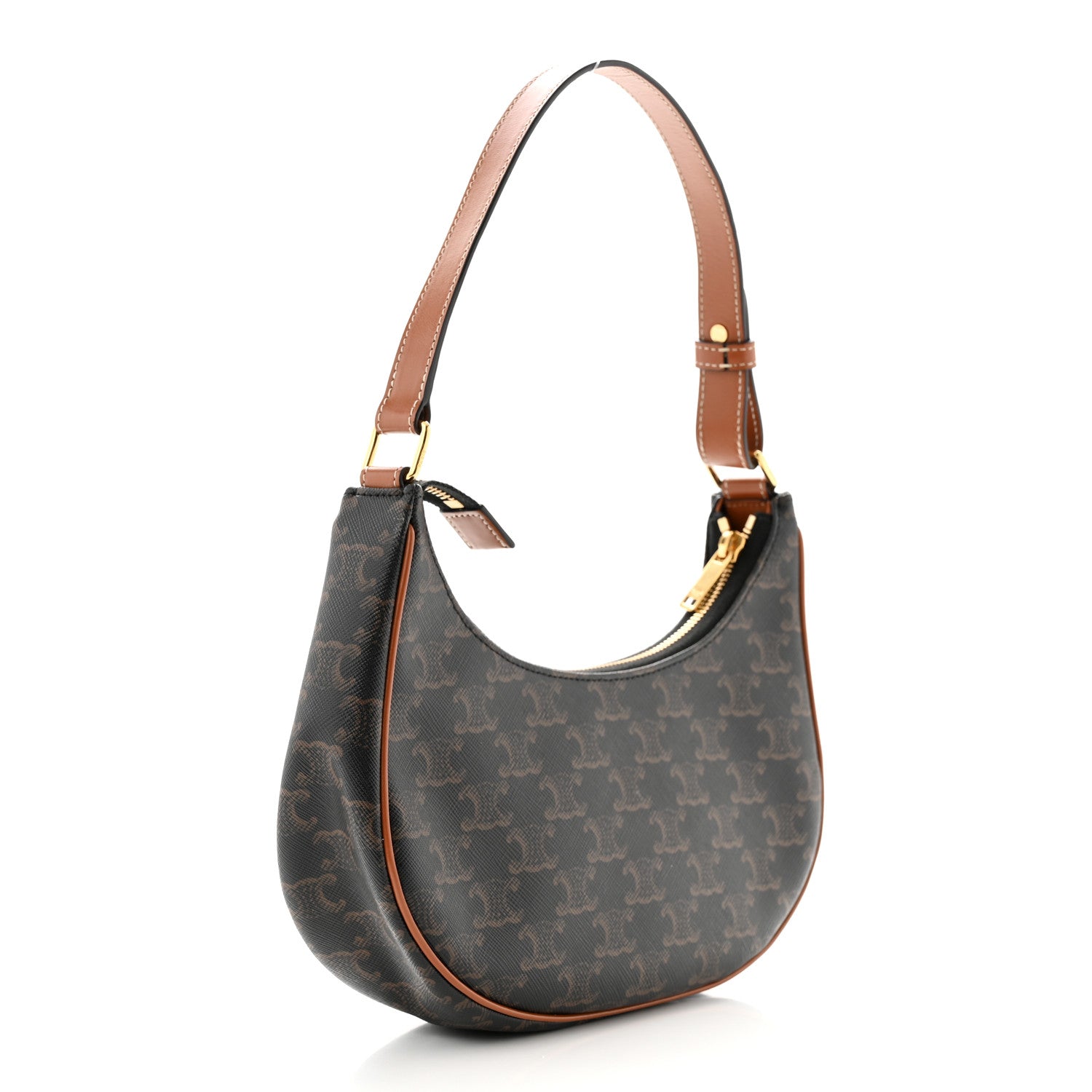 Celine Triomphe Canvas Calfskin Ava Shoulder Bag Tan 3 of 10