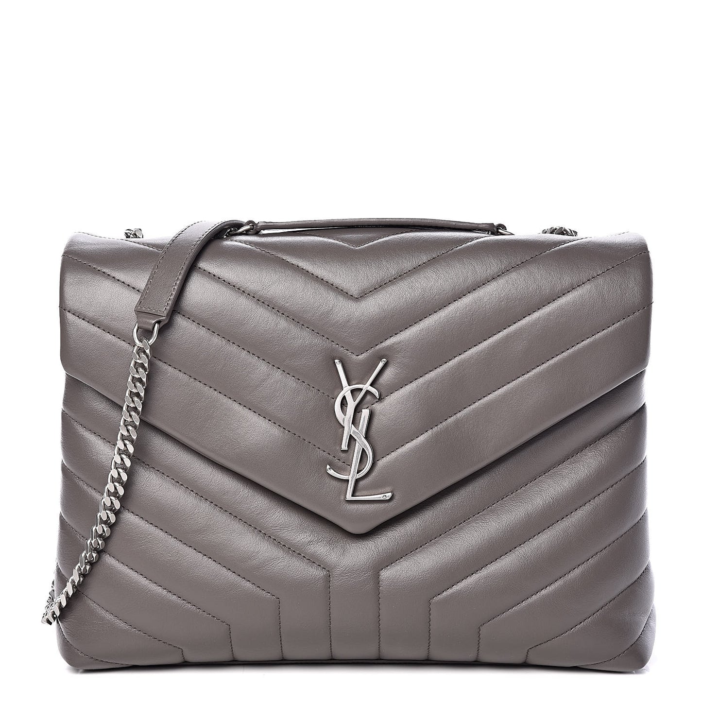 Calfskin Y Quilted Monogram Medium Loulou Chain Satchel Earth