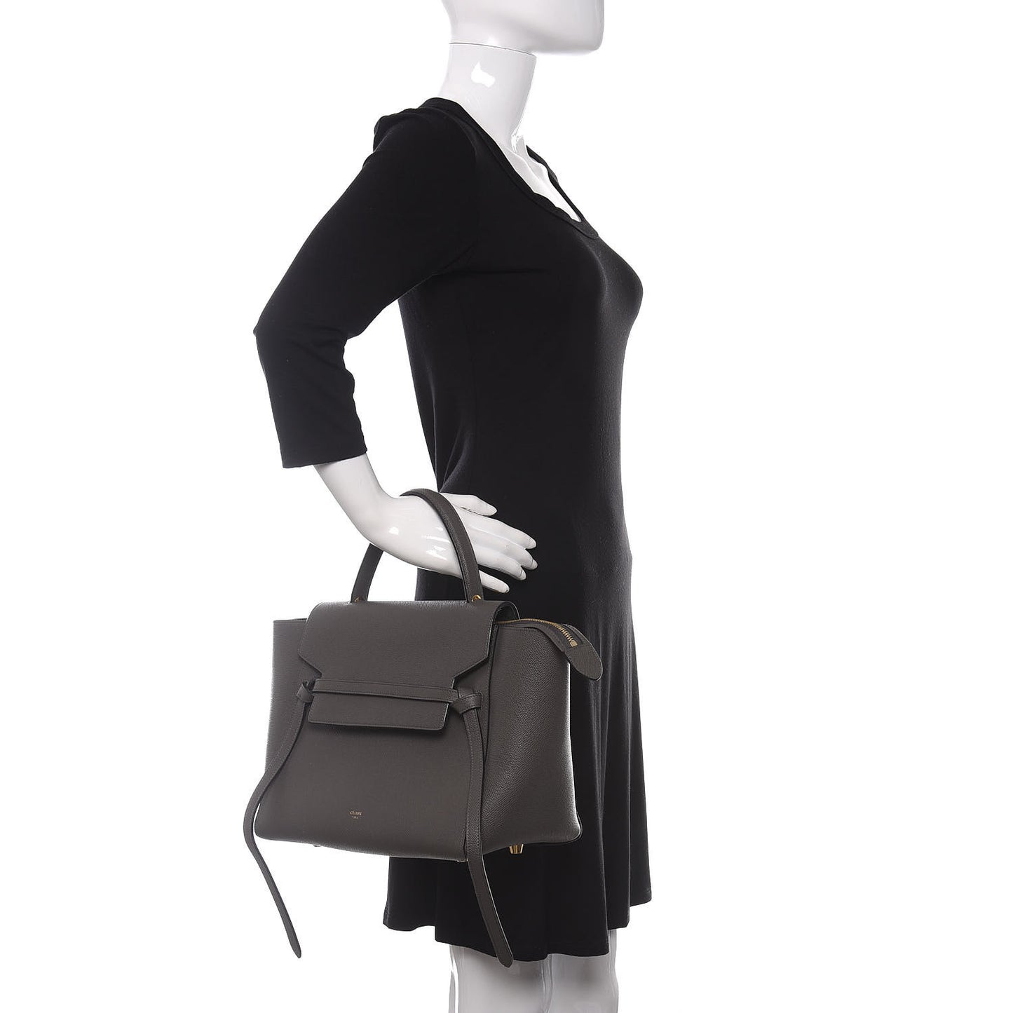 Grained Calfskin Mini Belt Bag Grey