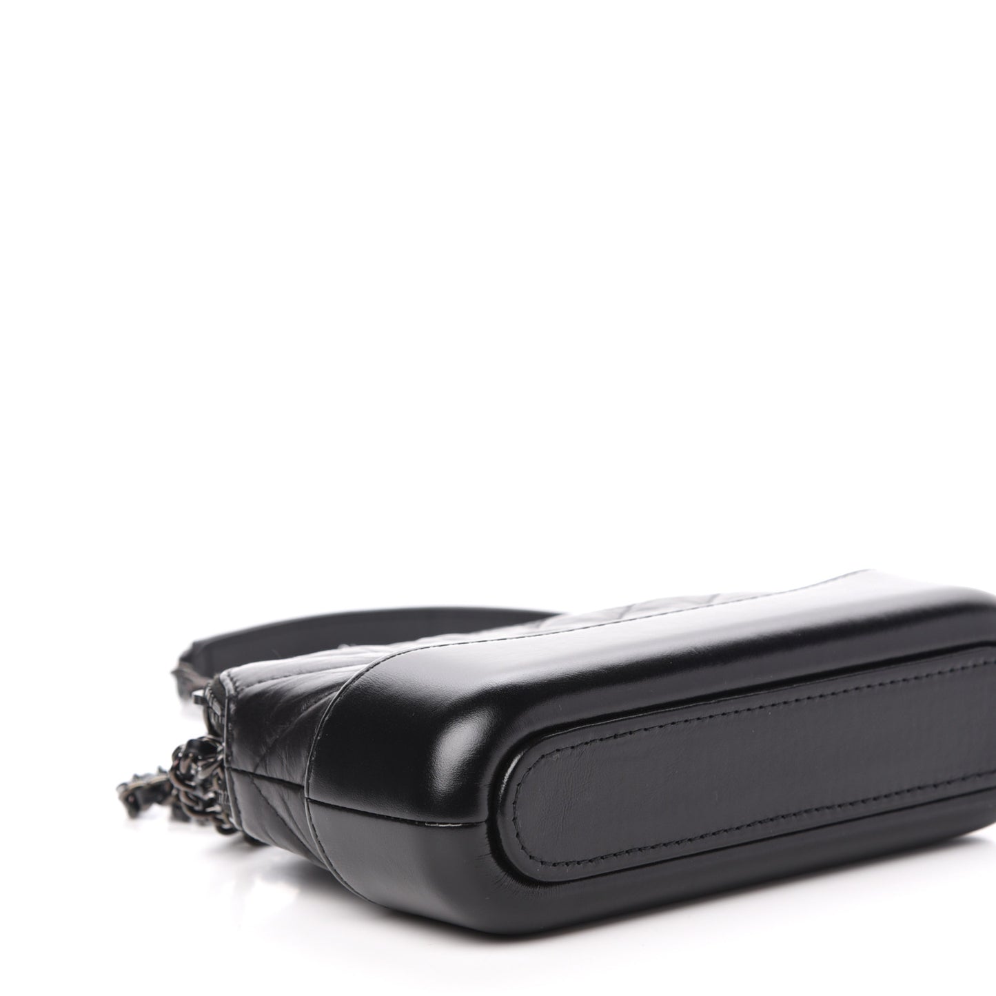 Aged Calfskin Chevron Quilted Small Gabrielle Clutch With Chain So Black
